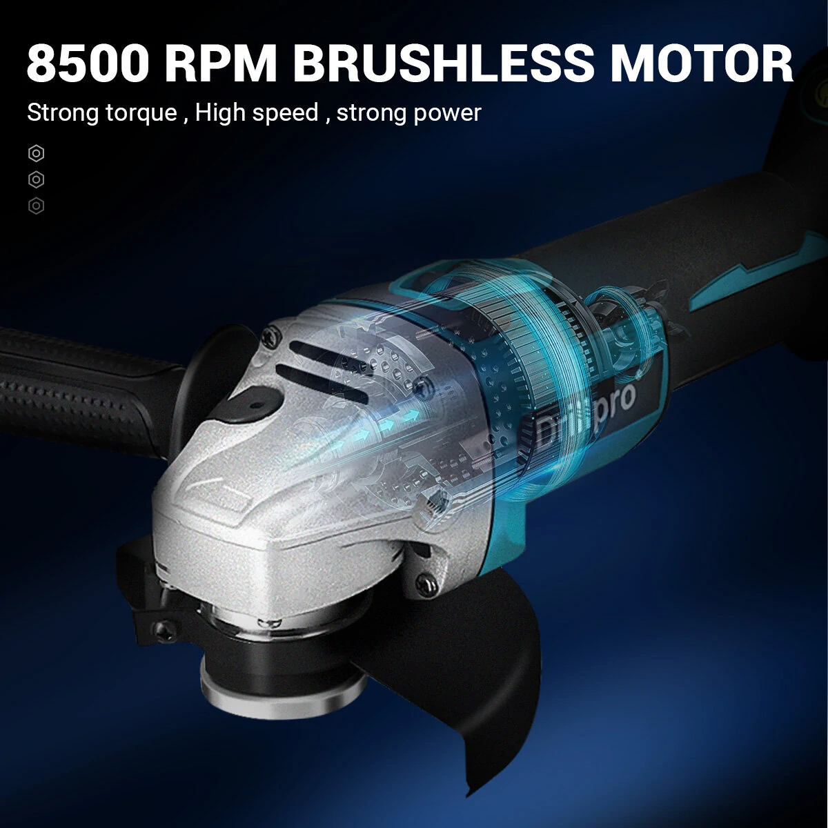 Drillpro 800W 125mm 18V Cordless Electric Polisher 8500rpm 4 Speeds High Power Polishing Machine