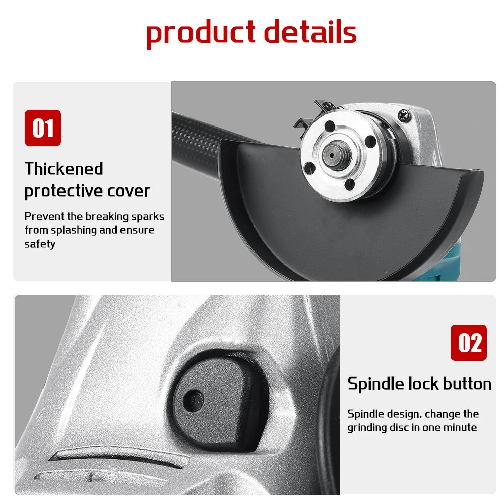 Drillpro 800W 125mm 18V Cordless Electric Polisher 8500rpm 4 Speeds High Power Polishing Machine