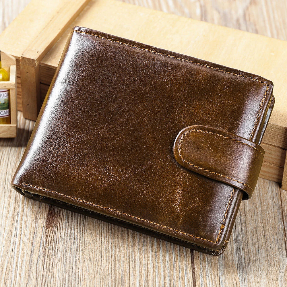 Ekphero Men's Retro Genuine Leather Wallet, Compact Multi-Card Money Clip, Multi Slot Anti-theft Credit Card Holder Coin Purse