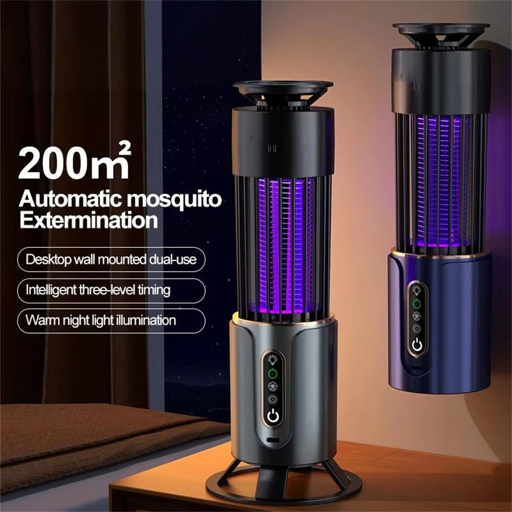 2 in 1 Strong Electric Shock Mosquito Killer Lamp 2000V High Power LED UV Light Portable Night Light Indoor Outdoor Bug Zapper Camping Lantern