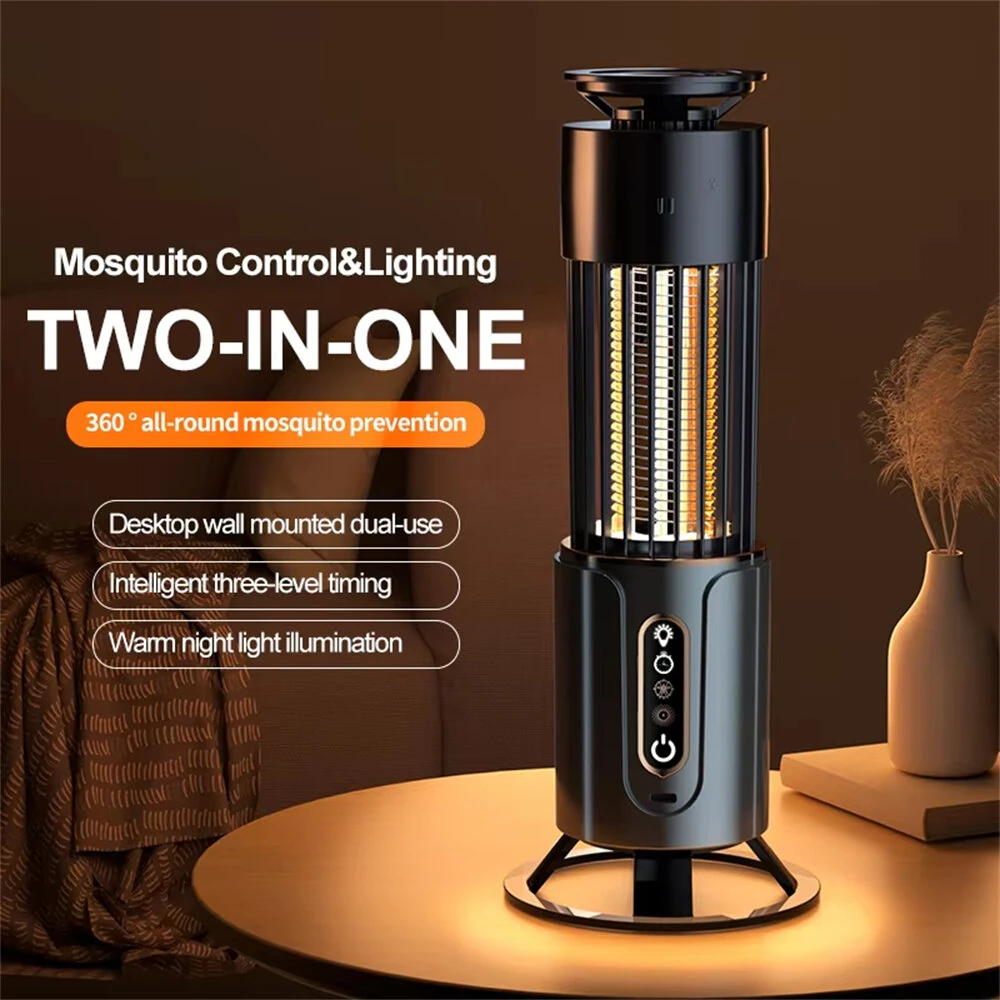 2 in 1 Strong Electric Shock Mosquito Killer Lamp 2000V High Power LED UV Light Portable Night Light Indoor Outdoor Bug Zapper Camping Lantern