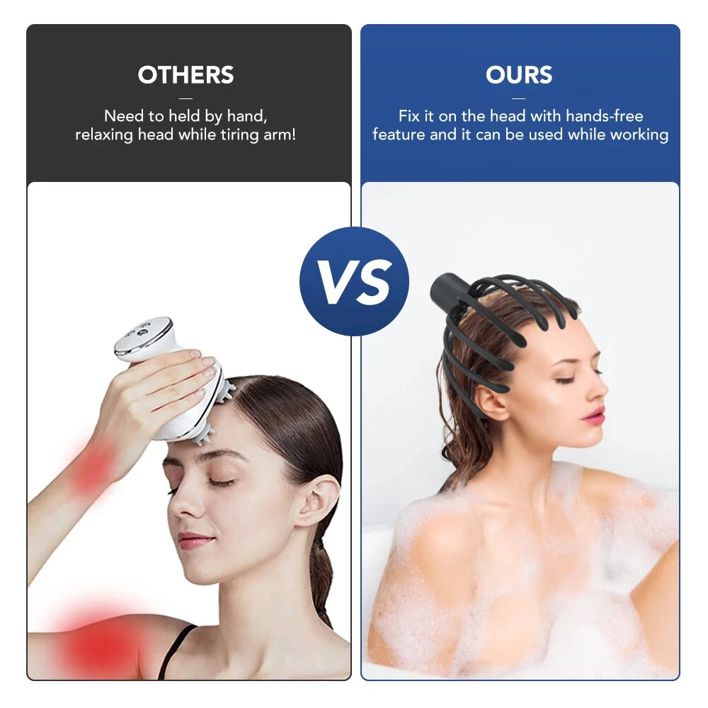 Electric Octopus Claw Head Massager Scalp Scratcher Massage Machine Relief Head Stress Fatigue Vibration Massage Hair Growth