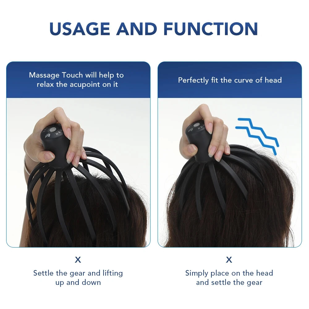 Electric Octopus Claw Head Massager Scalp Scratcher Massage Machine Relief Head Stress Fatigue Vibration Massage Hair Growth
