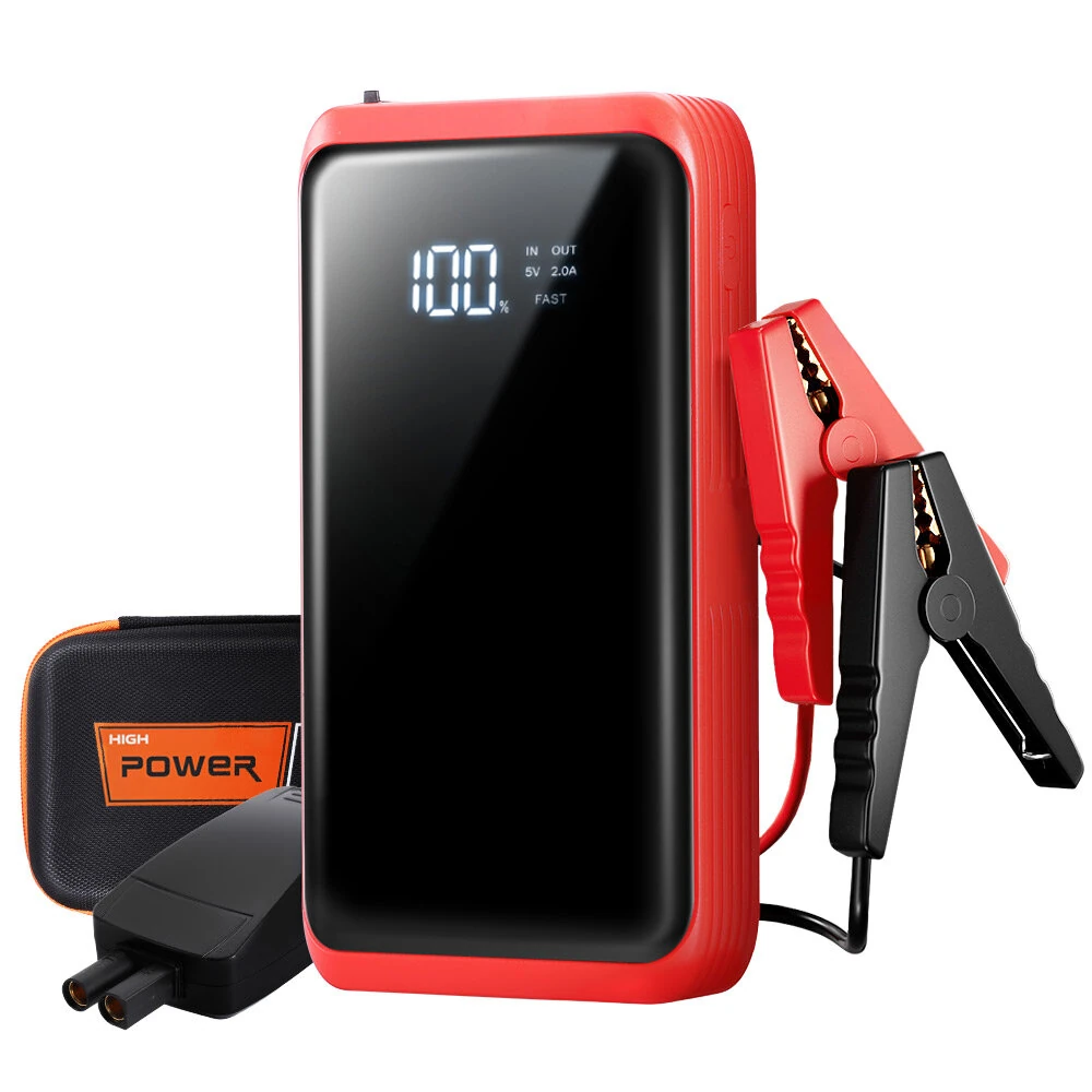 T48-72 3000A Car Jump Starter Emergency Power Bank Portable Battery Charger with Intelligent Battery Starter Clip LED Multi Mode Lights for 12V Gasoline Diesel Vehicles
