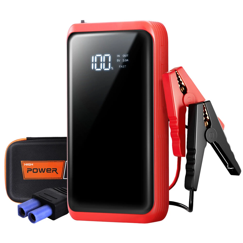 T48-60 Car Jump Starter 2000A Emergency Power Bank Portable Battery Charger for Gasoline 3.0L Diesel Engines 2.0L 12V Vehicles SUVs Trucks LED Light USB Output