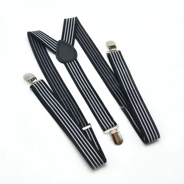 2.5cm Retro Stripes Men's Suspenders with 3 Clips Elastic Adjustable Y-back Trouser Braces for Daily Vacations Work Outfits