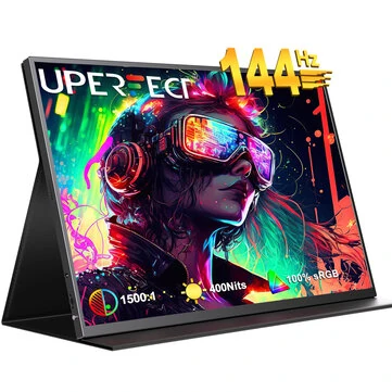 UPERFECT UGame B118 K118 18 Inch 2K QHD 144Hz Portable Monitor HDR FreeSync Ultra Slim Design Full HD Gaming Display Type-C External Screen for Smartphone Tablet Laptop Game Consoles