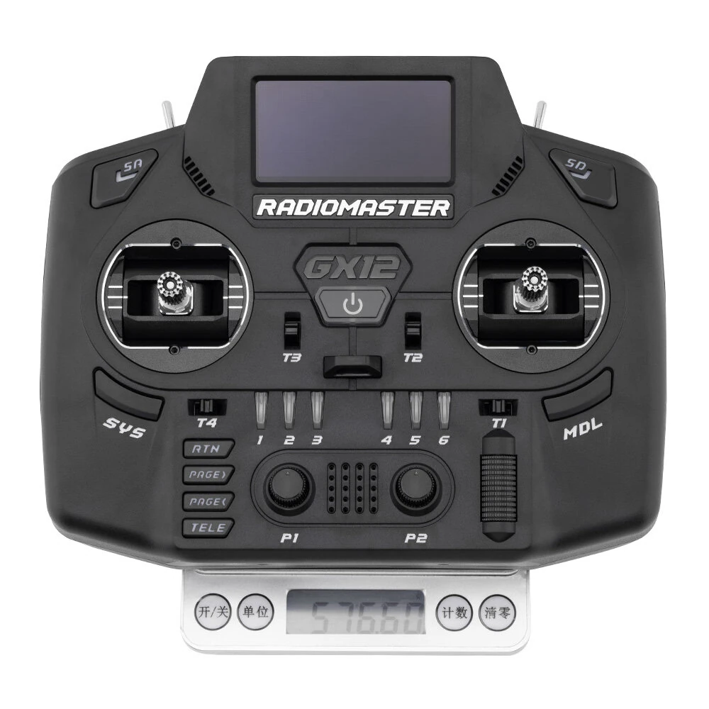 Radiomaster GX12 Dual-Band Dual 1W Gemini Xrossband ExpressLRS ELRS Radio Transmitter with GX01 Fully CNC Aluminum 3D Digital Hall Sensor Gimbals for FPV Racer Drone