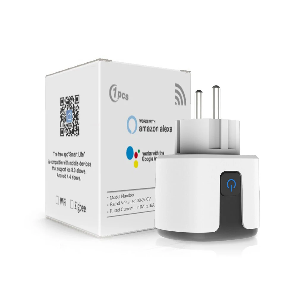 WHDZ03 Tuya 16A 20A Smart Plug EU WiFi Smart Socket Power Monitoring Countdown Timing Function Work with Alexa Google Home