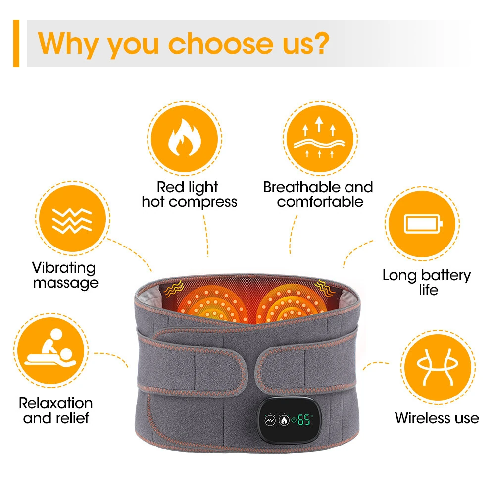 5000mAh Hot Red Light Heating Massage Pads Intelligent 3  Temperature Adjustable Levels Electric Heating Waist Protection Hot Compress Waist Massager