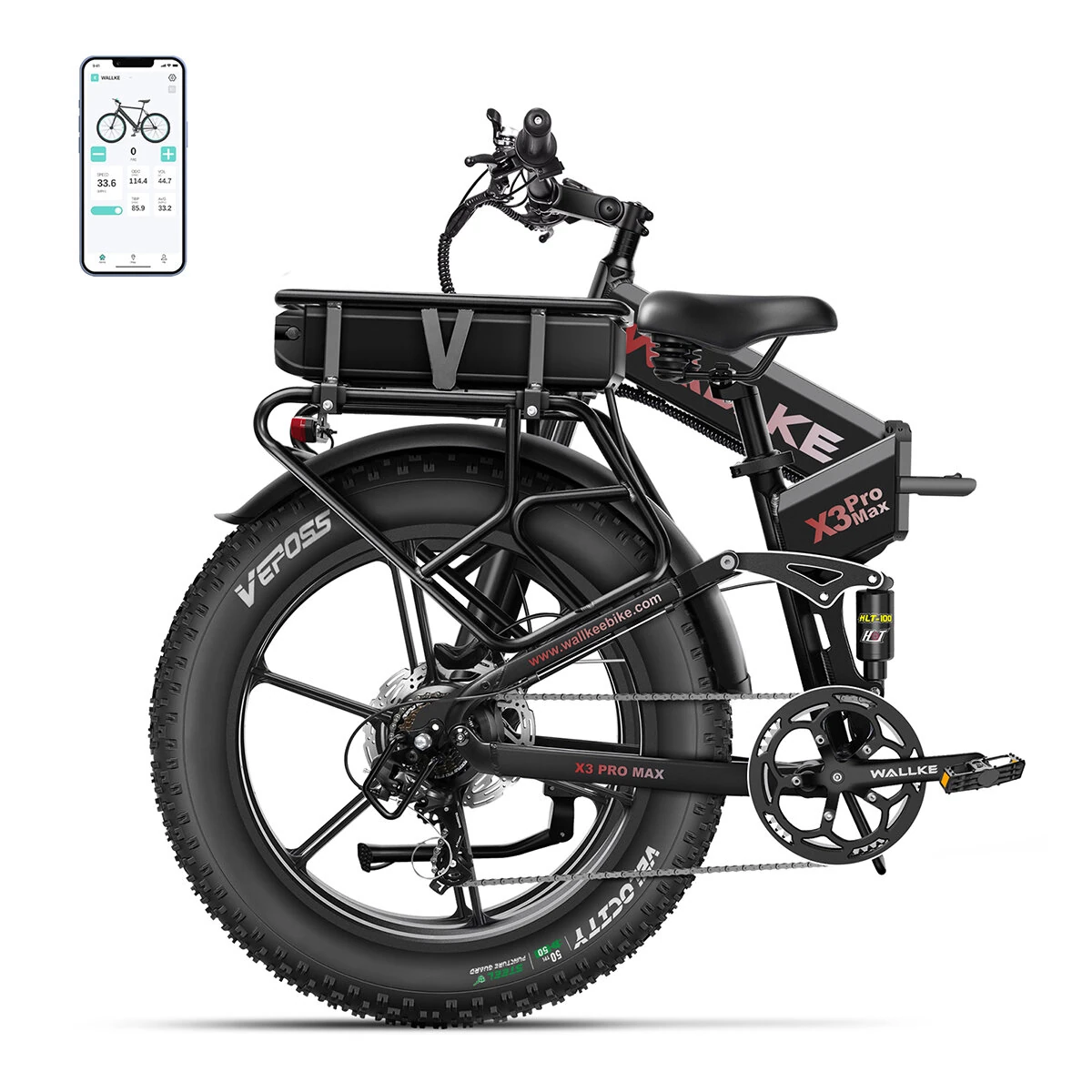 [EU Direct] WALLKE X3 PRO MAX Electric Bike 48V 22AH*2 Dual Batteries SamsungCell 750W*2 Dual Motors 26*4.0inch Tires 165-273KM Max Mileage 180KG Max Load Folding Electric Bicycle