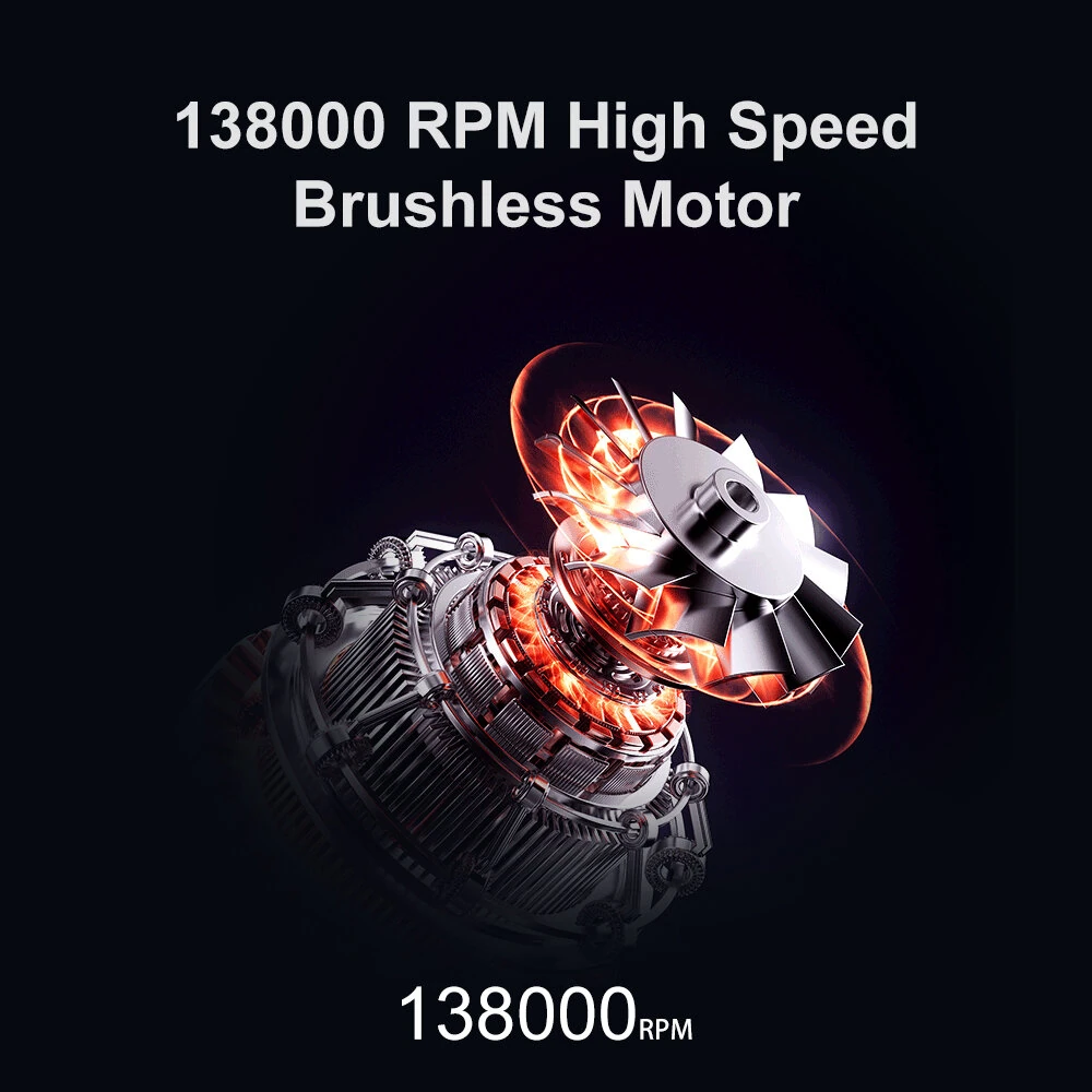 Drillpro 138,000RPM High Speed Brushless Motor Handheld Turbo Fan Air Blower 8000mAh Battery Portable Dust Cleaner Multi Nozzle Versatile Power Tool