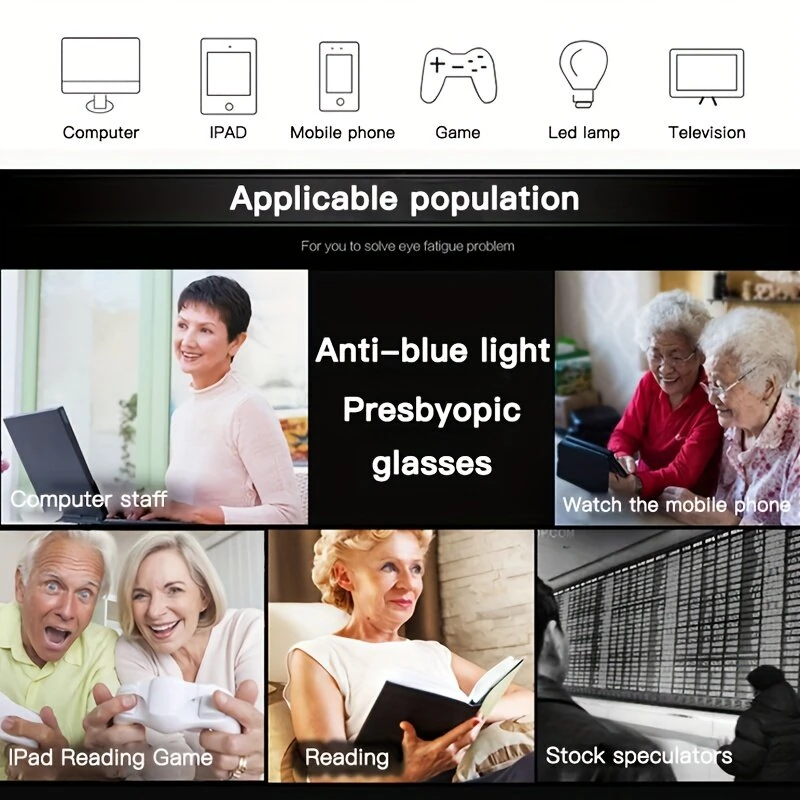 TR90 Reading Glasses Anti-blue Light High Definition Presbyopia Eyeglasses Men's Hyperopia Optical Eyewear Ultralight Sport Non-slip Eyeglasses Diopters To +3.5