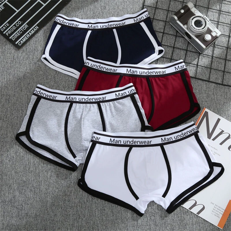 4PCS Men's Underwear Cotton Boxer Shorts Fashion Casual Boxer Shorts High Quality Sleep Panties Comfortable Breathable Underwear