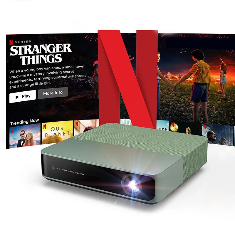 FENGMI WEMAX S5 ALPD Laser Projector 1080P HD 500 ISO Lumens Netflix Certified Smart WiFi Bluetooth Portable Home Theater with 2x5W Dolby Audio HDR10 Auto Keystone & Focus Smart Eye Protection Outdoor Movie Projector for Android iOS