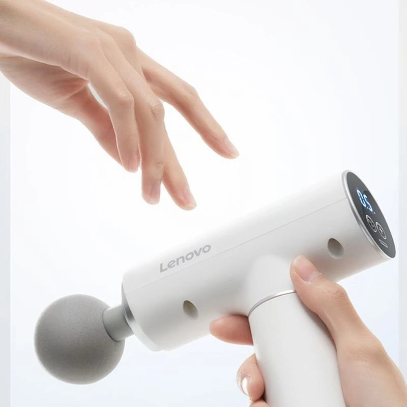 Lenovo Portable Lightweight N2 Fascia Gun 3200 RPM Massage Device with 6 Attachments and 5 Adjustable Speeds, 1800mAh Battery for Muscle Relaxation