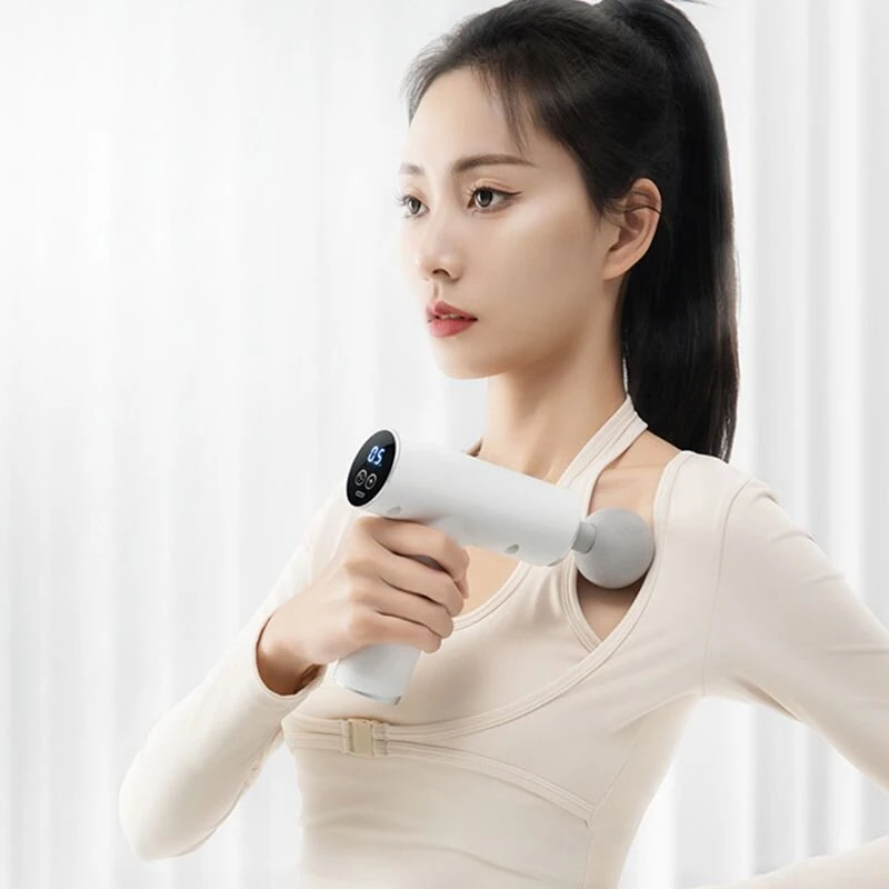 Lenovo Portable Lightweight N2 Fascia Gun 3200 RPM Massage Device with 6 Attachments and 5 Adjustable Speeds, 1800mAh Battery for Muscle Relaxation