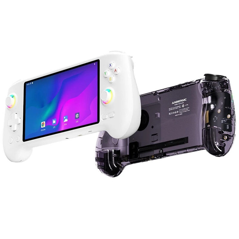 ANBERNIC RG557 12+256G Retro Handheld Gaming Console 5.48" AMOLED Display Android 14 Dimensity 8300 WiFi 6E PS2 GBA Emulator RGB Dual Joystick Hall Triggers Gamepad Six-axis Vibration Function