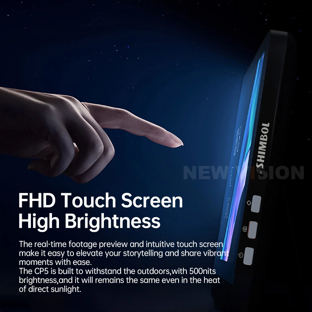SHIMBOL CP5 1080p Full HD 5'' Touch Screens Rear Camera Selfie Monitor for Vlog Live Streaming Compatible for iPhone Android
