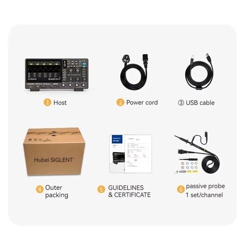 Siglent SDS1204X-HD Oscilloscope 200MHz Bandwidth 4 Channels 2GSa/s Sampling Rate 12-bit High Resolution TFT-LCD Touch Screen