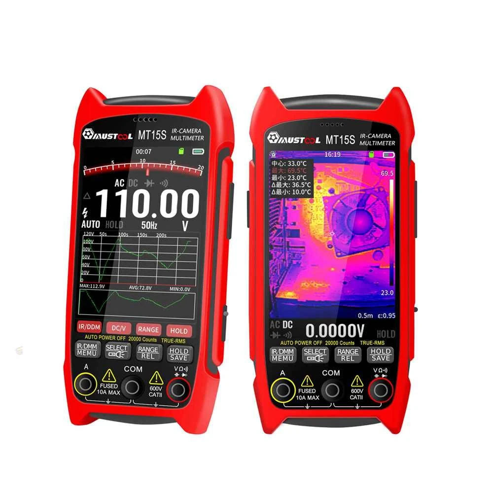 MUSTOOL MT15S /MT15S PRO 256x192 Thermal Imaging Camera PCB Circuit Board Tester 550°C Range 25Hz Frequency 15 Color Modes High Voltage Measurement 20000 Counts Multimeter With Macro Lens