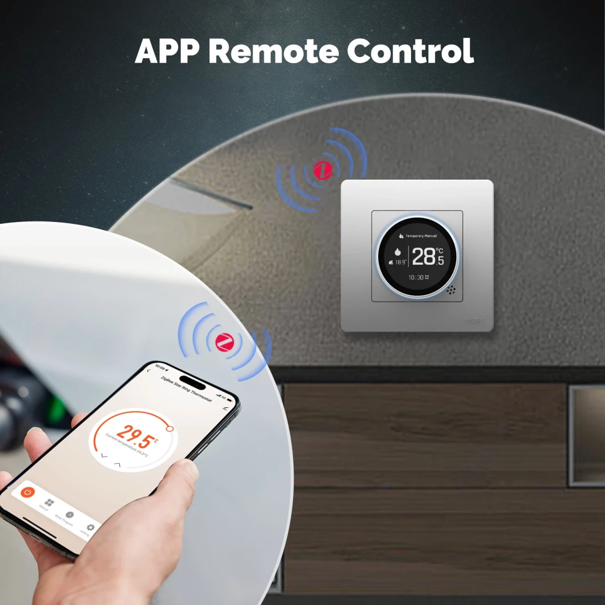 Moes Tuya Zigbee3.0 Smart Knob Thermostat with LED Digital Display Water Heating/Electric Heating/Gas Boiler APP  Remote Controller Weekly Programmable Voice Control Work with Alexa Google Home