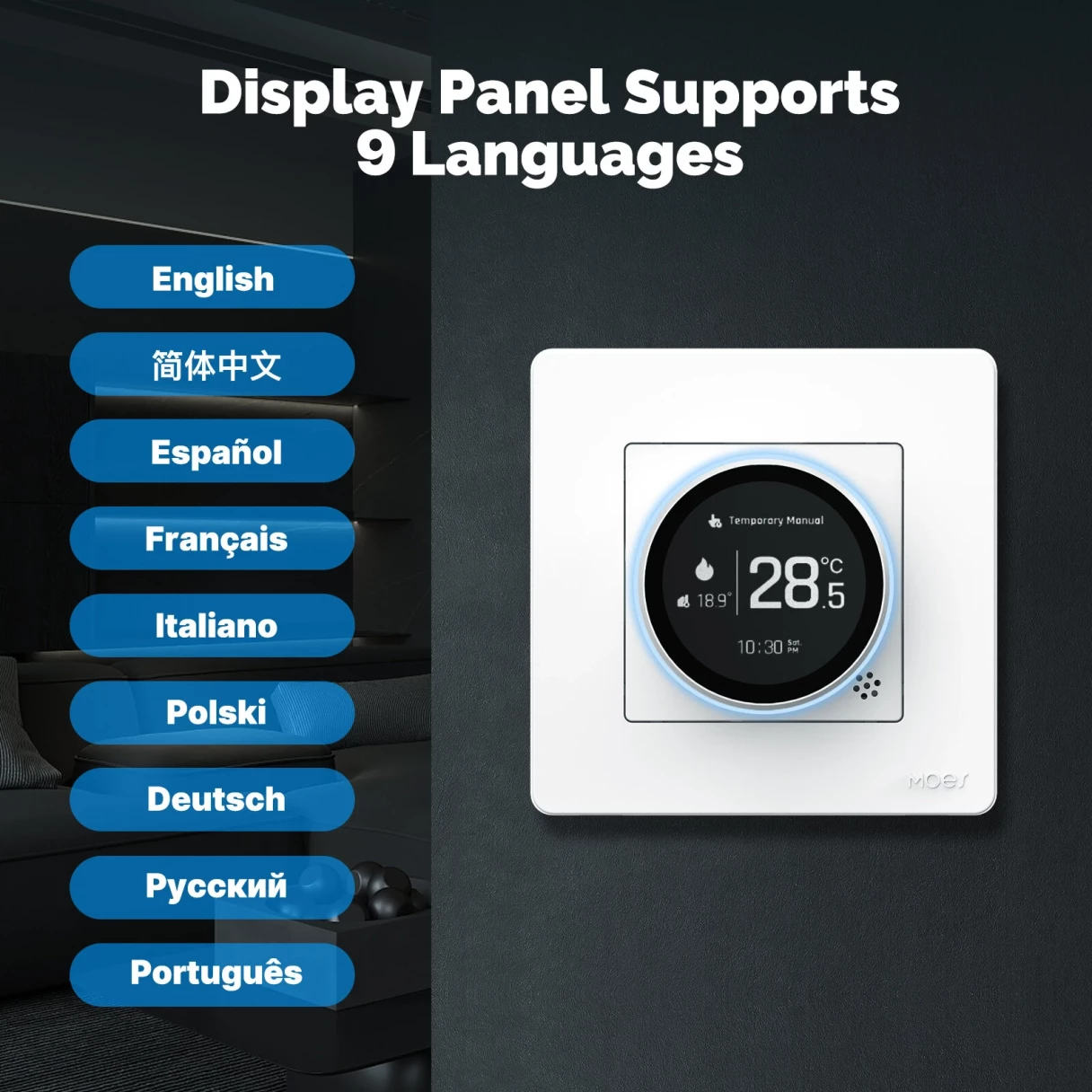 Moes Tuya Zigbee3.0 Smart Knob Thermostat with LED Digital Display Water Heating/Electric Heating/Gas Boiler APP  Remote Controller Weekly Programmable Voice Control Work with Alexa Google Home