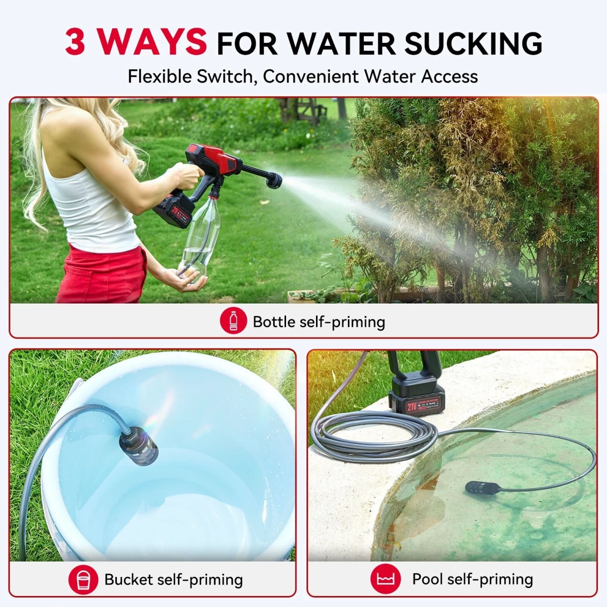 Andeman Cordless Pressure Washer with 3.0Ah Battery, 800 PSI 1.5 GPM Portable Pressure Washer with 6 in 1 Nozzles, Power Washer for Cars, Fences, Driveways, Home, Patios