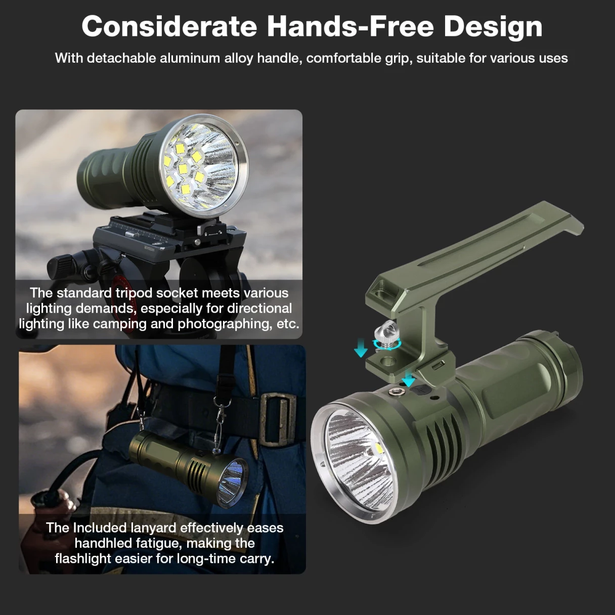 Astrolux® MF07 7*SFH55.2 LED 21000LM Powerful Search Monsters Flashlight with 46950 Battery Max 618M Throw Flashlight 15 Days Runtime Type-C USB Rechargeable Powerful LED Torch for Outdoor Adventure Hiking Camping Searching Fishing