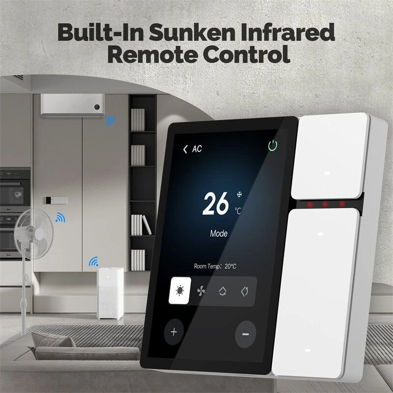 MOES Tuya WiFi 3.5 inch Smart Control Panel Screen 3 Relays 3 Physical Buttons IR Remote Control Central Controller Work with Alexa Google Assistant