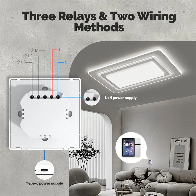 MOES Tuya WiFi 3.5 inch Smart Control Panel Screen 3 Relays 3 Physical Buttons IR Remote Control Central Controller Work with Alexa Google Assistant