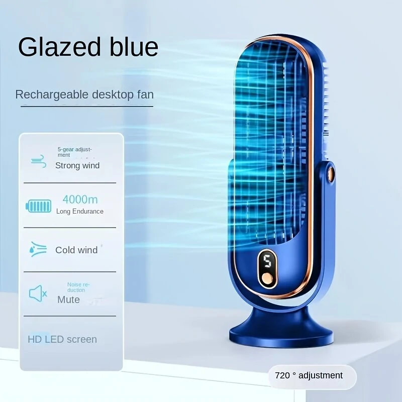 Powerful Desktop Tower Fan 5-Speed Adjustable Desktop Fan With Silent Operation 1200mah Rechargeable Battery Cool Indoors for Home Office