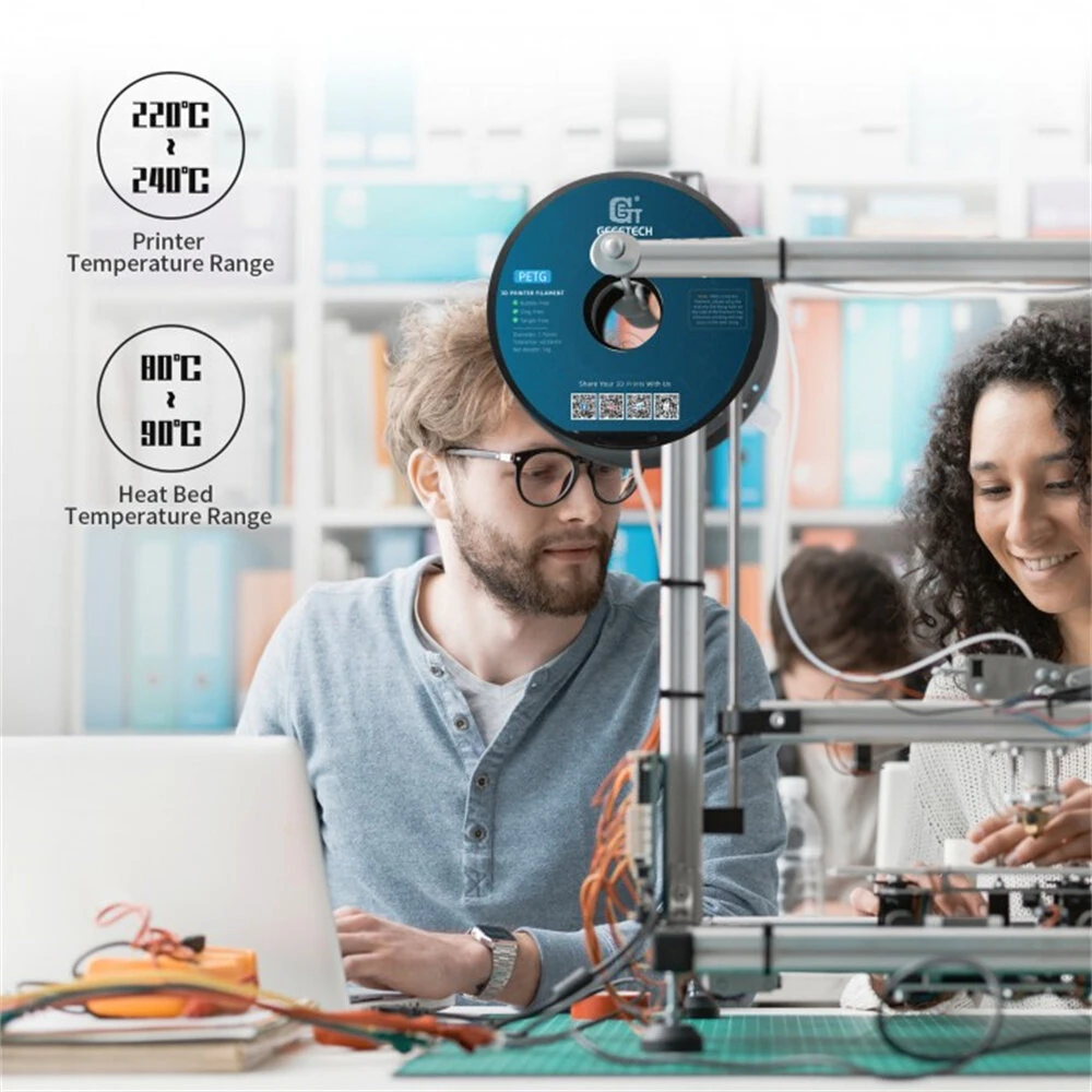 Geeetech PETG 3D Printer Filament 1.75mm 1kg High Accuracy Clog-Free Bubble-Free Vacuum Sealed Compatible with FDM Printers