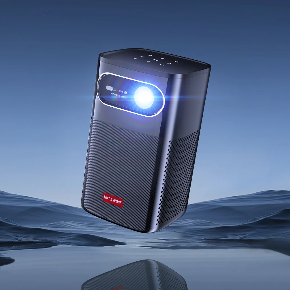 BlitzWolf®BW-VT3 Mini Projector DLP 1080P Physical Built-in Battery Type-C Free Charging Cinema Android TV 2+32GB 250 ANSI Lumens 4K Supported Active 3D TOF Laser Focus Auto Keystone Correction Mini Outdoor Cinema EU Plug