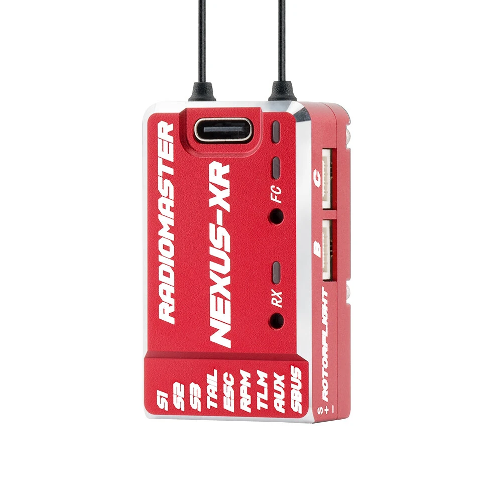 RadioMaster Nexus-XR Flight Controller Rotorflight 2.2 Gyro Integrated Receiver Multi-Function UART Ports Aluminium CNC No-Flybar RC Helicopter Control