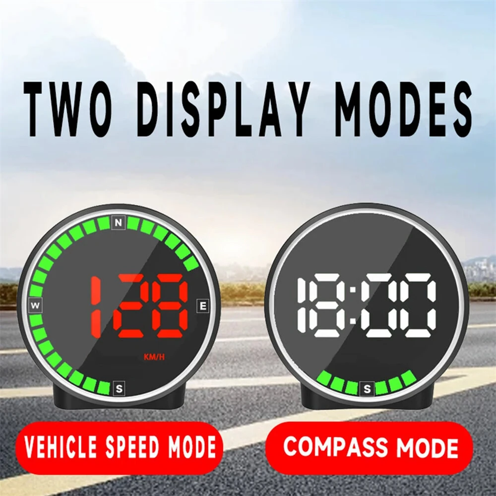 Car Speedometer Head-Up Display 7 Color Lights GPS Dashboard Monitor Overspeed Warning Large Fonts Plug and Play Universal