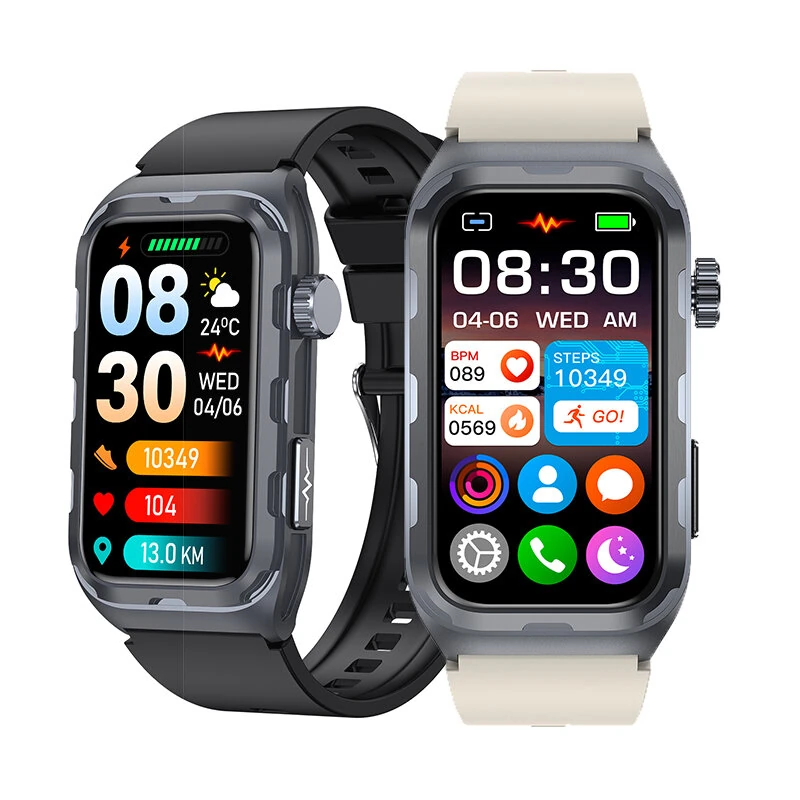 TK79 1.47-inch HD Screen ECG Micro Physical Examination Pulse Therapy Five Oragan Examination Heart Rate Blood Pressure Blood Oxygen Monitor Sleep Monitoring Uric Acid Function Blood Lipid Blood Glucose Measurement IP68 Waterproof Smart Watch