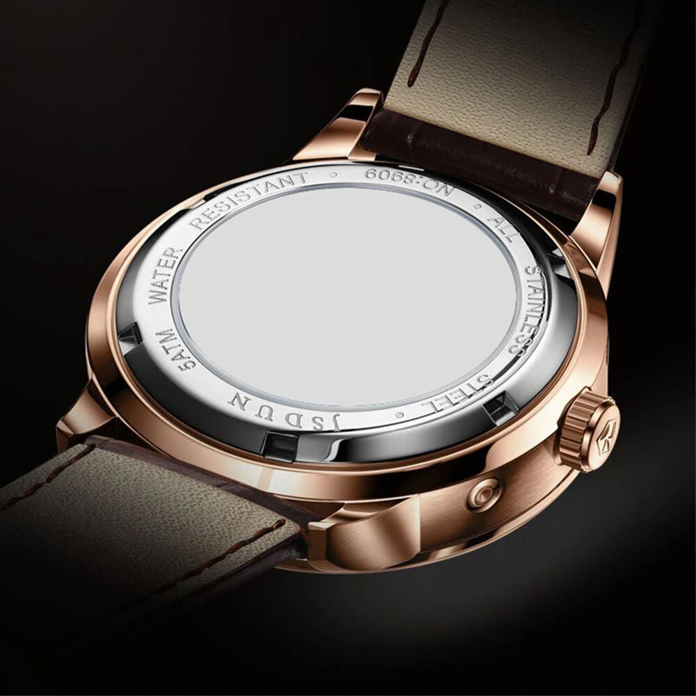 AIYISHI Men Business Luxury Quartz Watch Luminous Single Date Round Dial PU Leather Strap Watches Men's Sport Watch