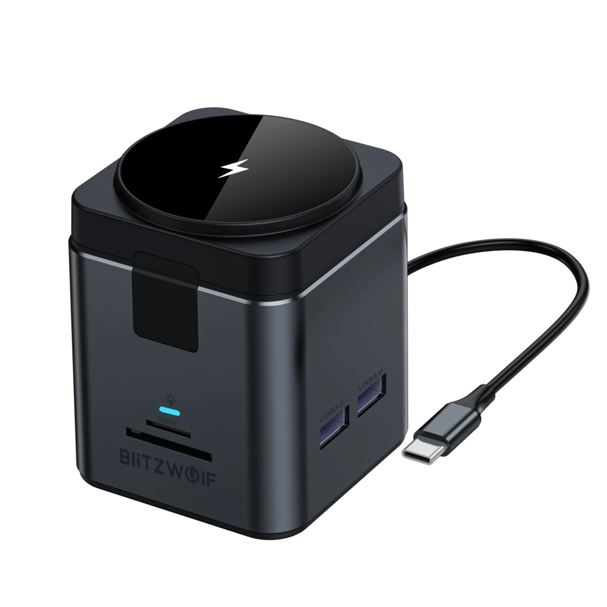 BlitzWolf BW-TH17 9 in 1 Type-C Docking Station Magnetic 15W Wireless Charger Stand USB-C HUB with USB3.0*3 HD 4K@30Hz Gigabit RJ45 SD/TF Card Slot  PD 100W