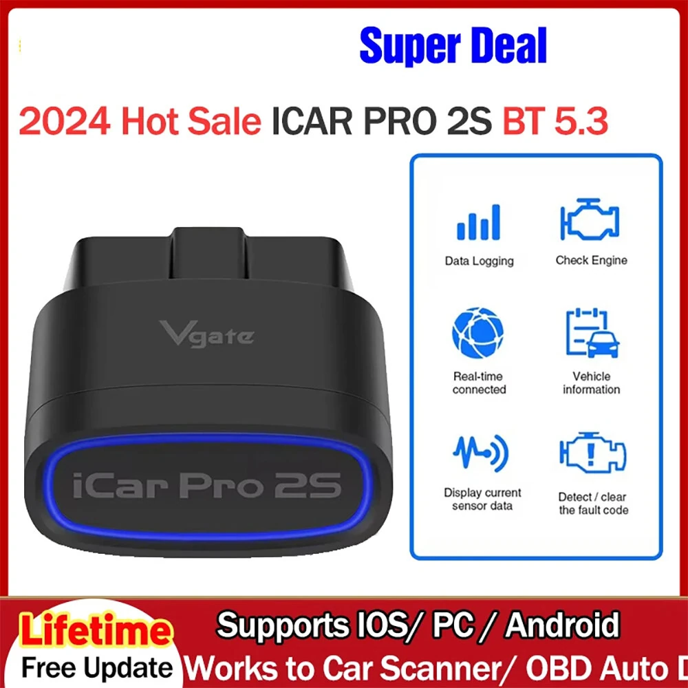 Vgate iCar Pro 2S ELM327 OBD-II Adapter Fast bluetooth V5.3 for Android/IOS/PC OBD2 Scanner Upgraded Version V2.3 Car Diagnostic Tool