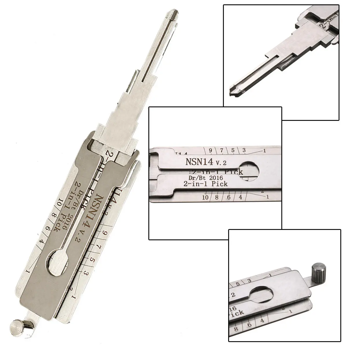 BSHAPPLUS NSN14 Dr/Bt 2 in 1 Car Door Lock Picks Decoder Unlock Tool Locksmith Tools
