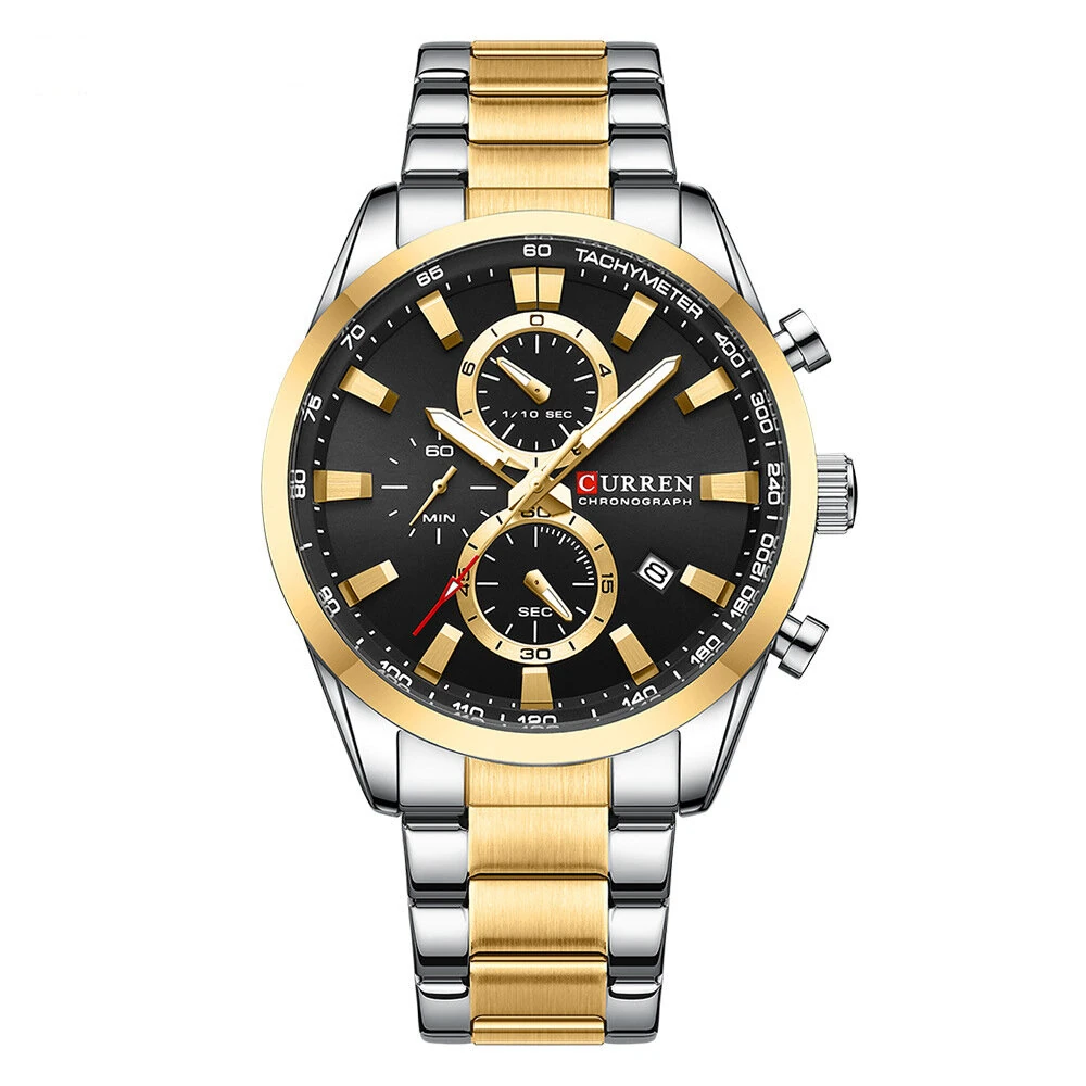 CURREN Business Men Watch Steel Band Multifunctional Chronograph Wristwatch Waterproof Round Watch, Ideal choice for Gifts