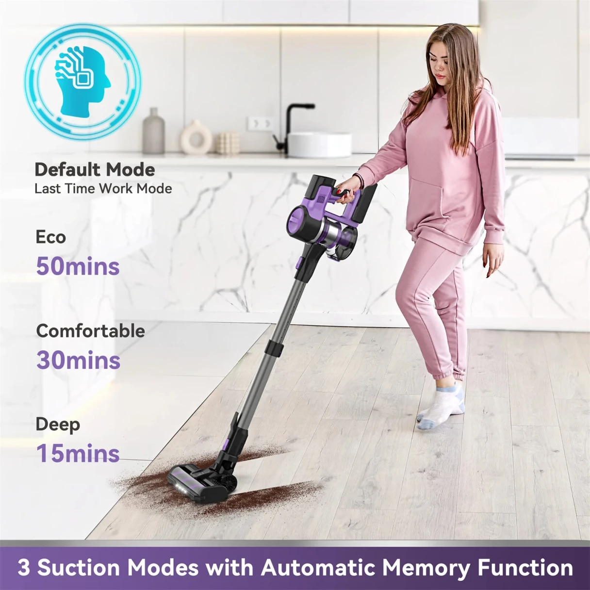 [EU Direct] INSE S10 Cordless Vacuum Cleaner, 6-in-1 Stick Vacuum with 30Kpa 350W Suction, Max 50 Min Runtime Rechargeable Vacuum Cleaner