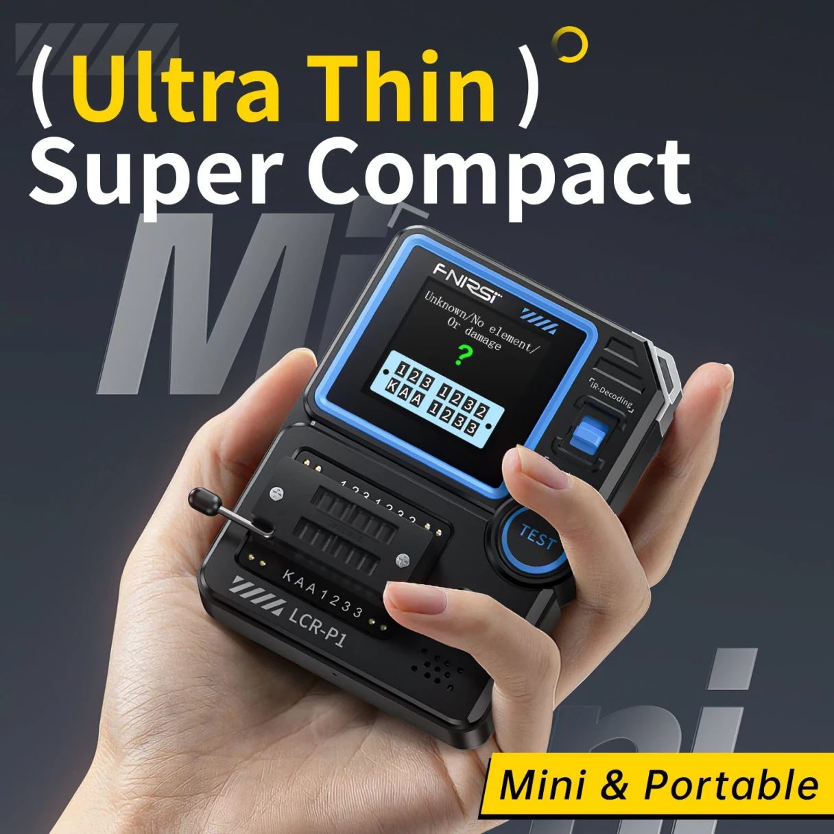 FNIRSI LCR-P1 Transistor Tester Diode Triode Capacitance Meter 1.44 Inch Color Screen USB Type-C Anti-Burn Protection