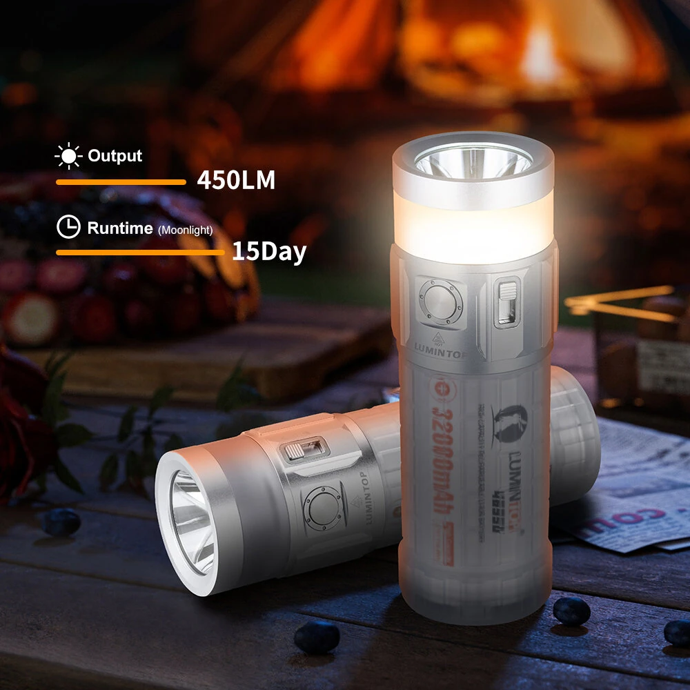 Lumintop Rainbow 2.0 LED+RGB Flashlight 3000LM 1000M 46950 32000mAh Battery USB-C Rechargeable Camping Flashlight
