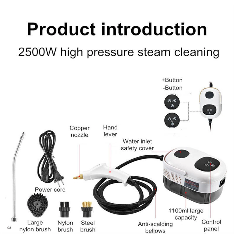 Multi-Function Digital High-Temperature Steam Cleaner Touch Screen Portable Multi-Purpose Deep Cleaning Steam Cleaner for Home Kitchen Car