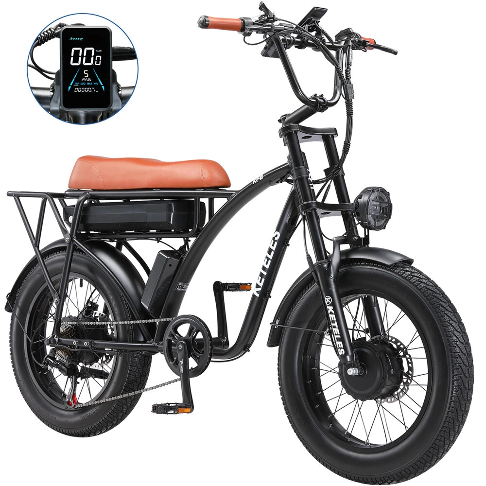 [EU Direct] KETELES KF8 Electric Bike 48V 23AH Battery 1000W*2 Dual Motors 20inches Tires 70-80KM Max Mileage 200KG Max Load Electric Bicycle