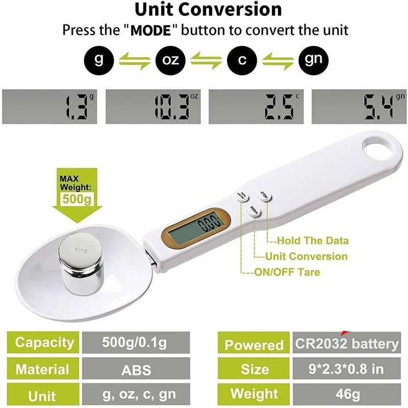 Electronic Kitchen Scale 500g 0.1g LCD Digital Measuring Food Flour Digital Spoon Scale Mini Kitchen Tool for Milk Coffee Scale