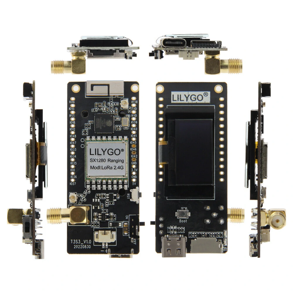 LILYGO® T3S3 ESP32-S3 LoRa SX1262/SX1276 SX1280 2.4G Development Board WiFi Bluetooth Wireless Module 0.96 Inch OLED Display Type-C