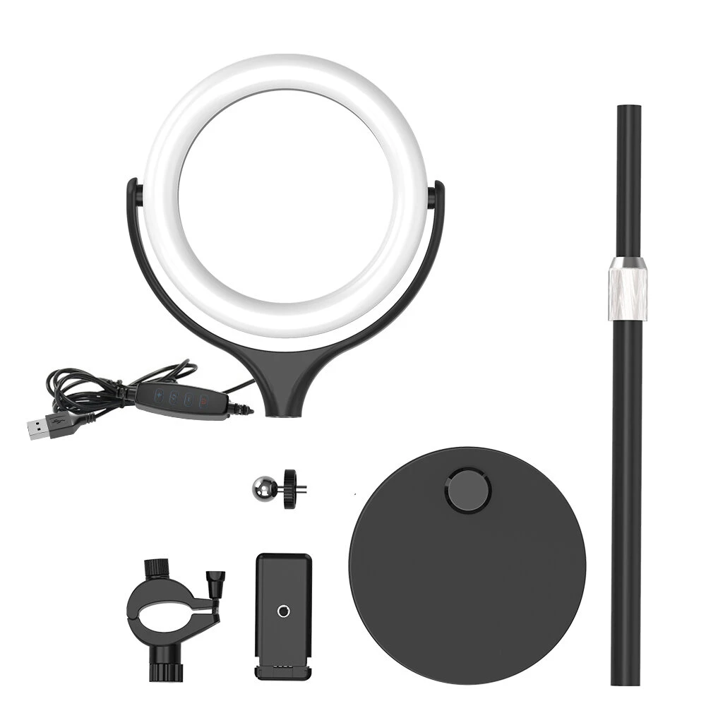 BlitzWolf® BW-SL4 Dimmable Ring Light Night Light Desktop Selfie Phone Holder bluetooth Remote for Live Vlog YouTube TikTok Makeup